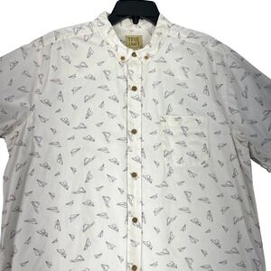 True Craft Mens XL Paper Plane Print Button Up Shirt Long Sleeve Casual